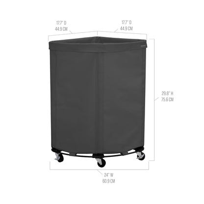 Corner Heavy-Duty Canvas Hamper w/Wheels, 24"W x 17.7"D, Gray