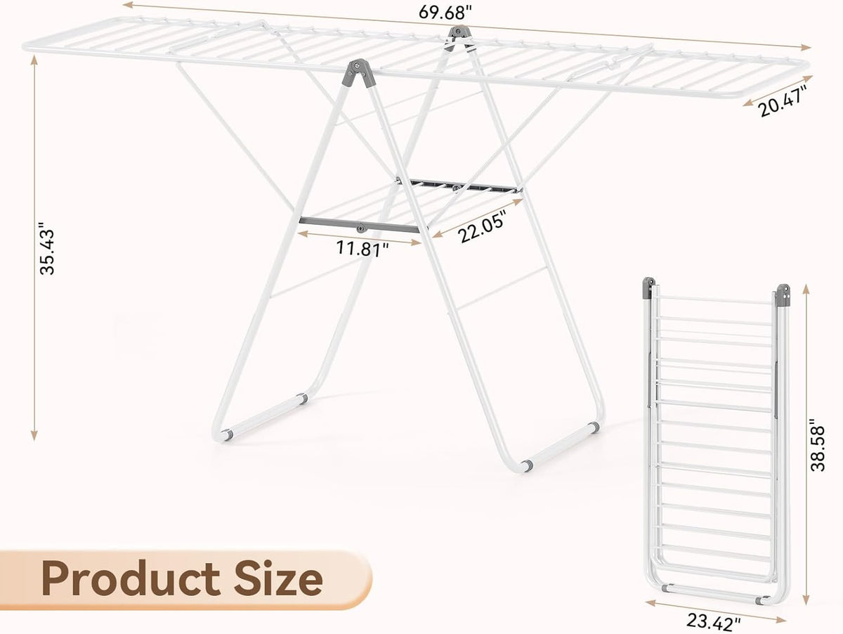APEXCHASER Clothes Drying Rack, Foldable Drying Rack Clothing, Sturdy Metal Laundry Drying Rack
