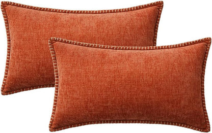 MIULEE Pack of 2 Fall Couch Throw Pillow Covers 12x20 Inch Rust Farmhouse Decorative Pillow Covers