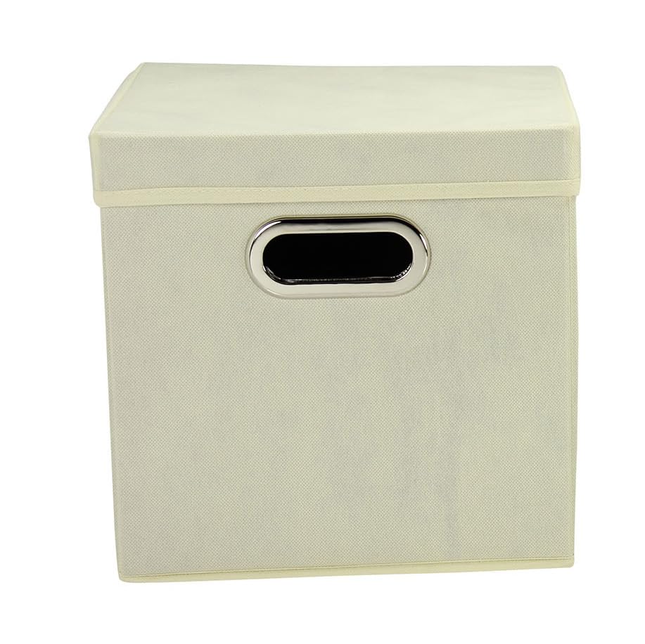 Household Essentials 39-1 Decorative Storage Cube Set with Removable Lids | Natural | 2-Pack