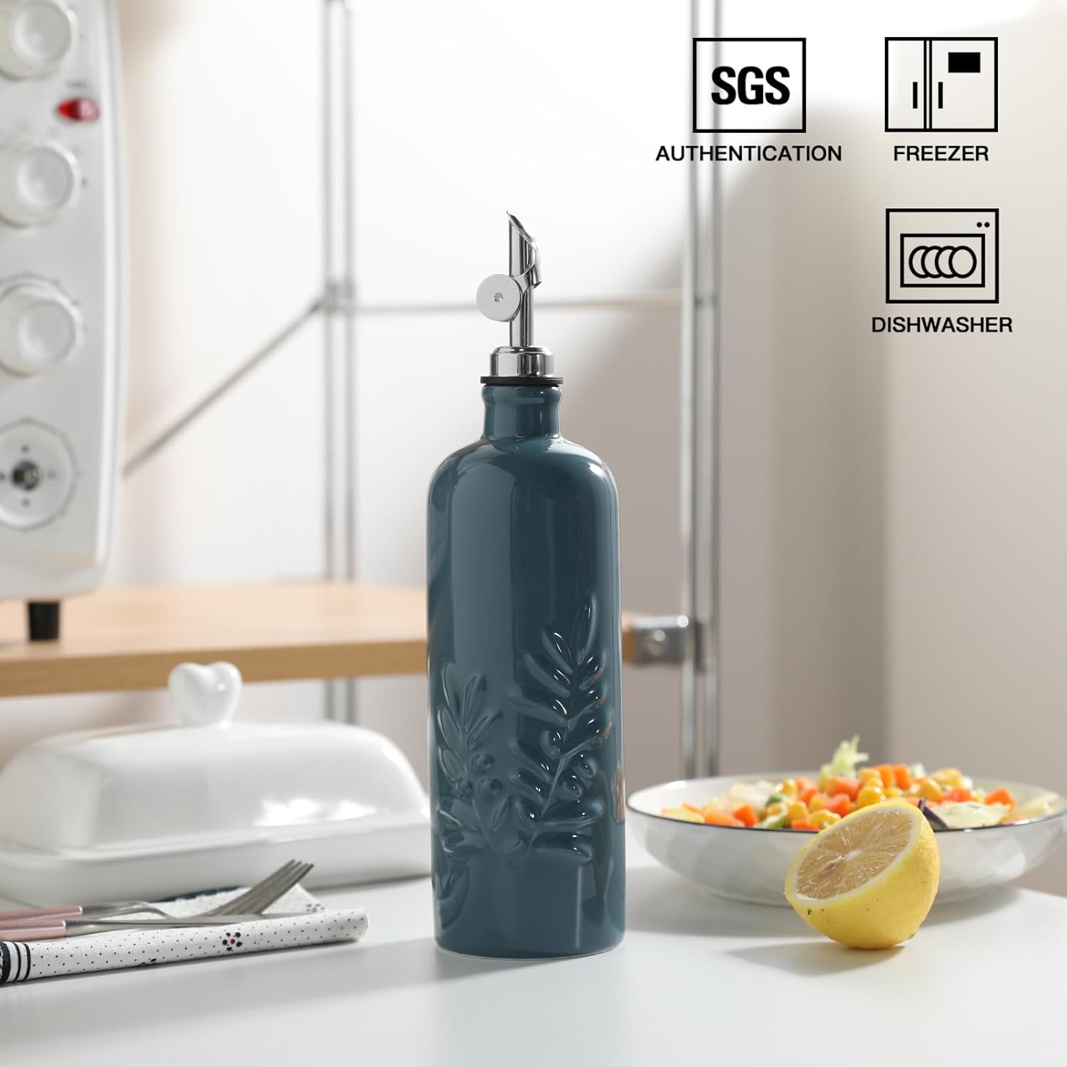Sweejar 18 Oz Oil Dispenser for Kitchen with Gravity Spout, Ceramic Olive Oil Dispenser Bottle