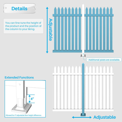 Patio 5 Sets Vinyl Picket Fence Panels 36" H x 84" W White PVC Decorative Fence for Front Yard