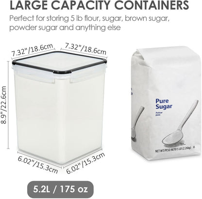 Vtopmart 4 PCS Large Food Storage Containers 5.2L / 175oz, 4 Pieces BPA Free Plastic Airtight
