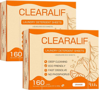 CLEARALIF Laundry Detergent Sheets (320 Loads), Orange,Great For Travel,Apartments, Dorms,CLEARALIF