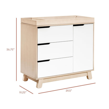 Babyletto Hudson 3-Drawer Changer Dresser with Removable Changing Tray in Washed Natural and White