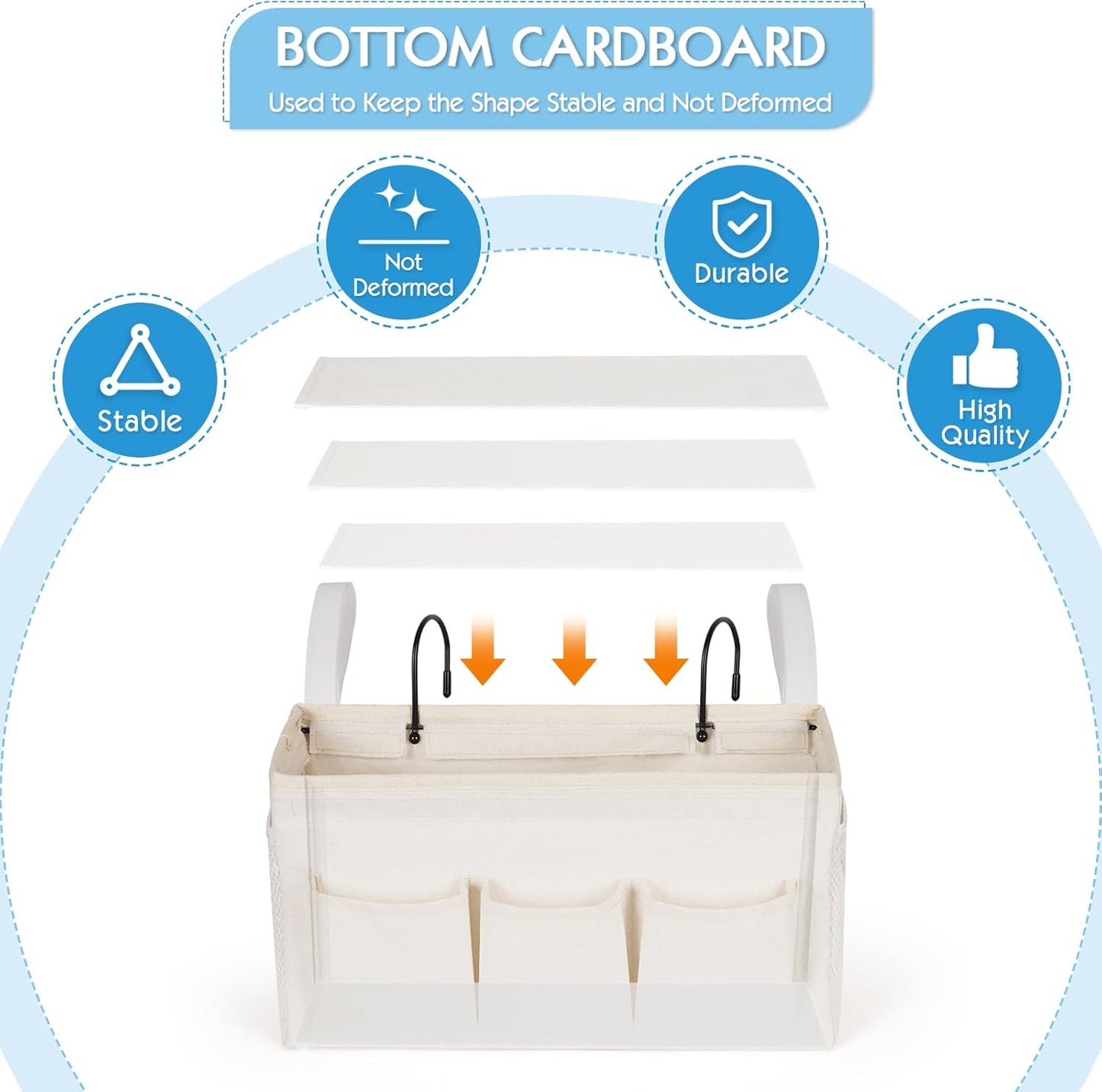 Bedside Storage Caddy/Bedside Hanging Storage Bag for Headboards Bunk Beds Dorm Rooms Book Phone