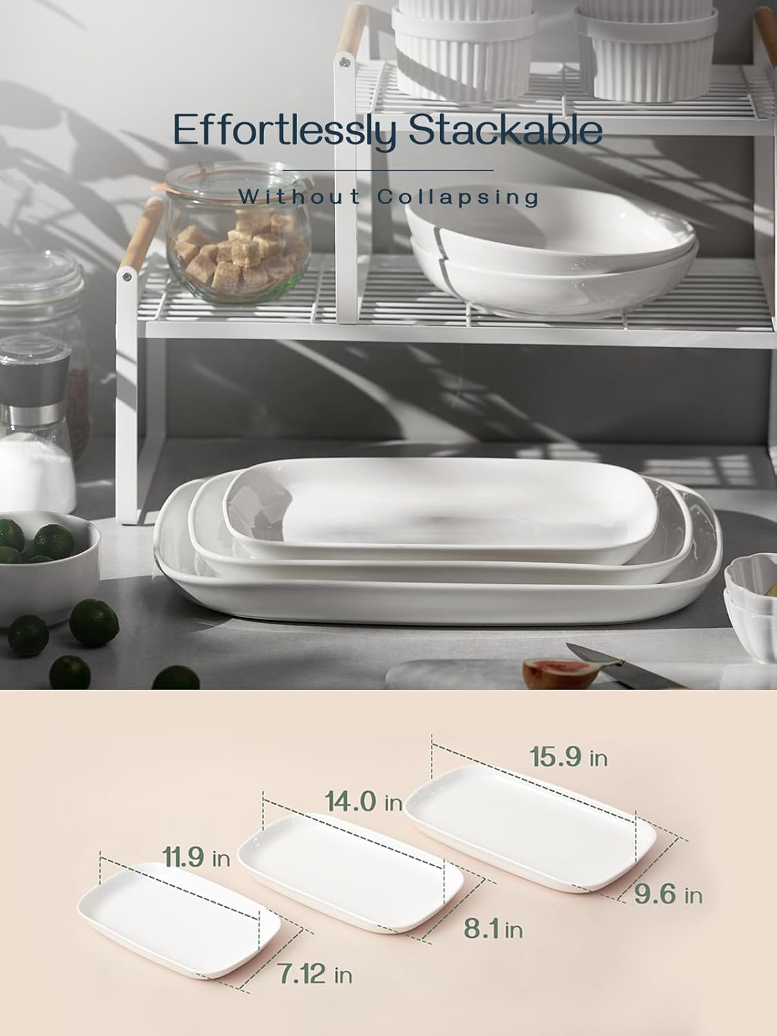 DOWAN Serving Platters and Trays for Wedding Decor, 16"/14"/12" Serving Dishes for Entertaining