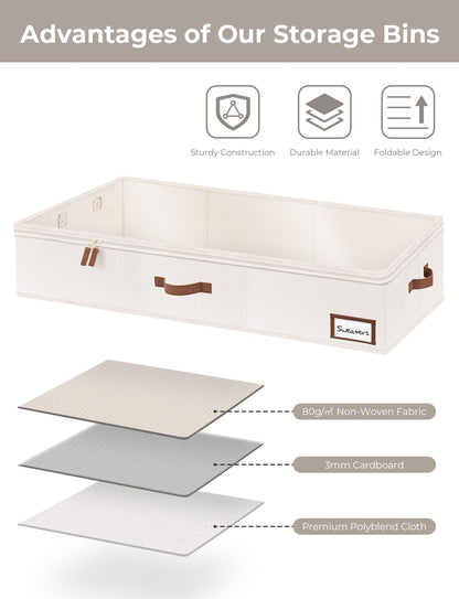 StorageWorks Extra Large Under Bed Storage Containers with Handles and Label Holder, 2 Pack
