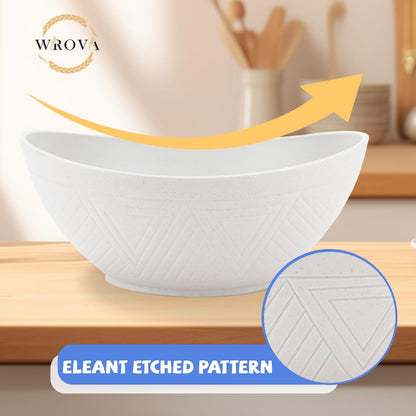 Wheat Straw Bowls Set of 2 with Textured Pattern,Unbreakable Large Salad Bowls,Plastic Bowls
