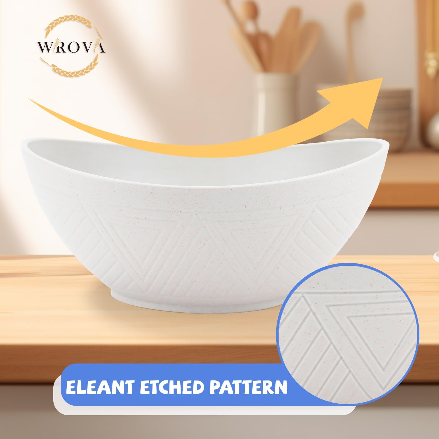 Big Wheat Straw Bowls,Unbreakable Large Salad Bowls,Dishwasher and Microware Safe Plastic Bowls
