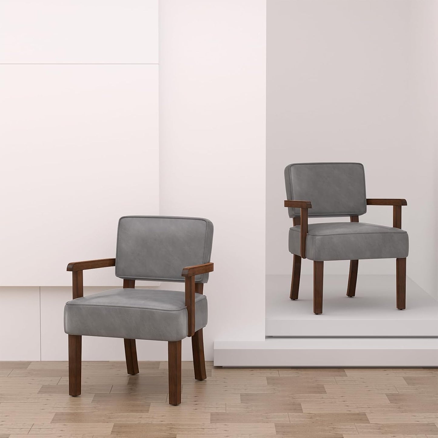 PU Leather Accent Chair, Oversized Living Room Chairs with Soft Seat and Armrests, Armchair for