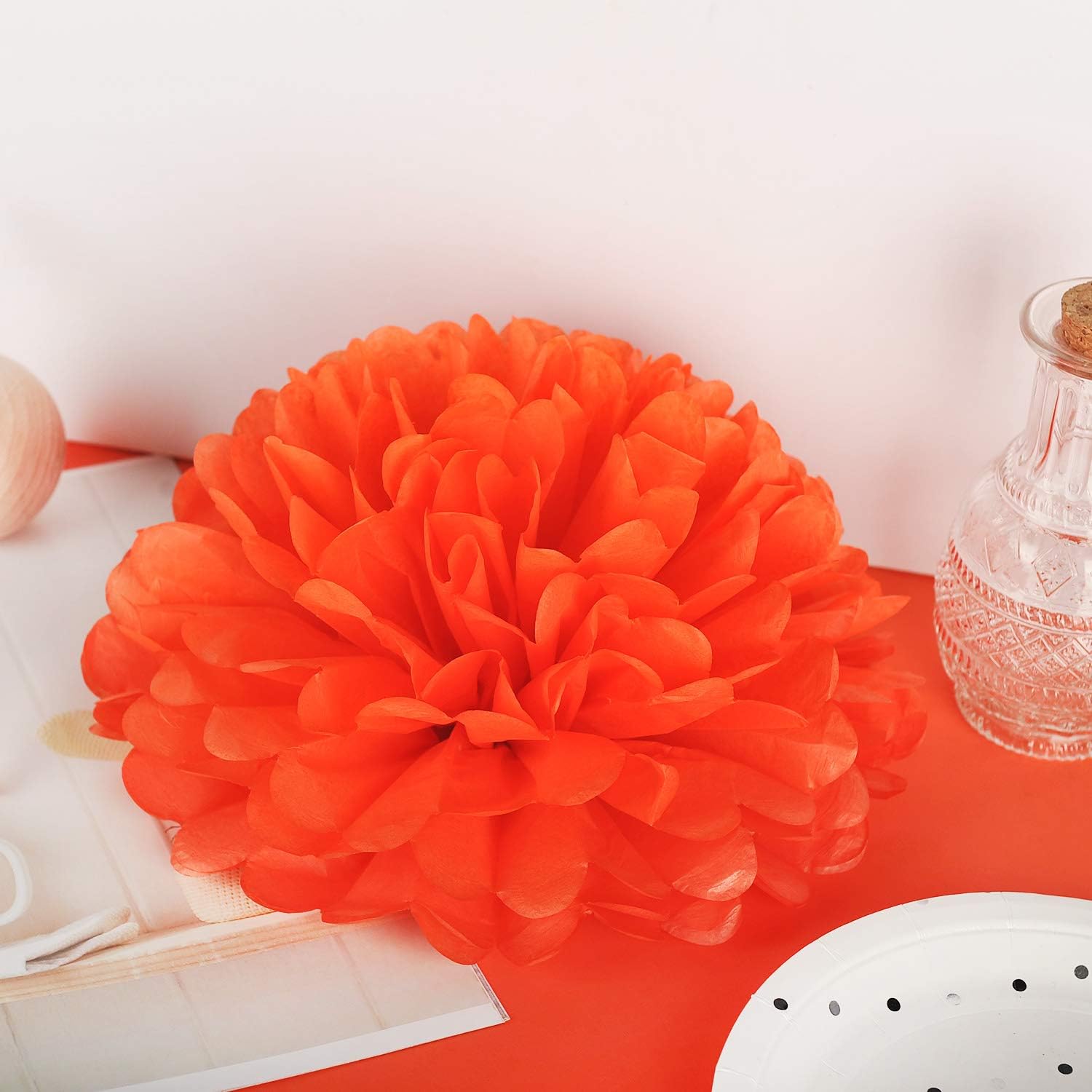 MISU 10" Orange Tissue Pom Poms DIY Tissue Paper Flowers for Birthday Wedding Baby Shower Tea Party