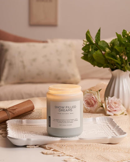 M&SENSE Snow Filled Dreams - Jasmine & Pine Large Scented Candles, 19.4oz 110 Hour Clean Non Toxic