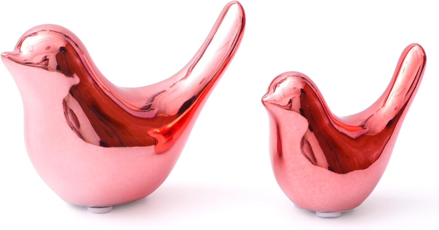 Notakia Small Birds Statues Pink Home Decor Modern Style Decorative Ornaments for Living Room