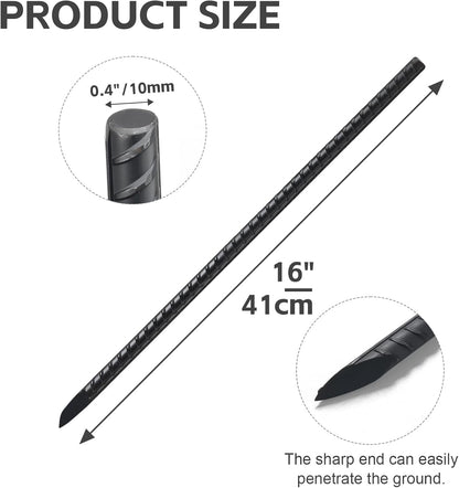Rebar Stakes 16 Inch, 10 Pack Ground Stakes Heavy Duty with Chisel Point, Straight Metal Stakes for
