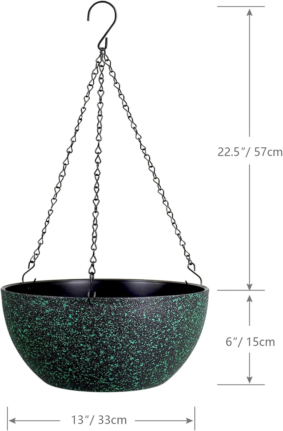 13inch Large Hanging Planters Pots for Outdoor Indoor Plants with Drainage Holes and Chain, 2pack