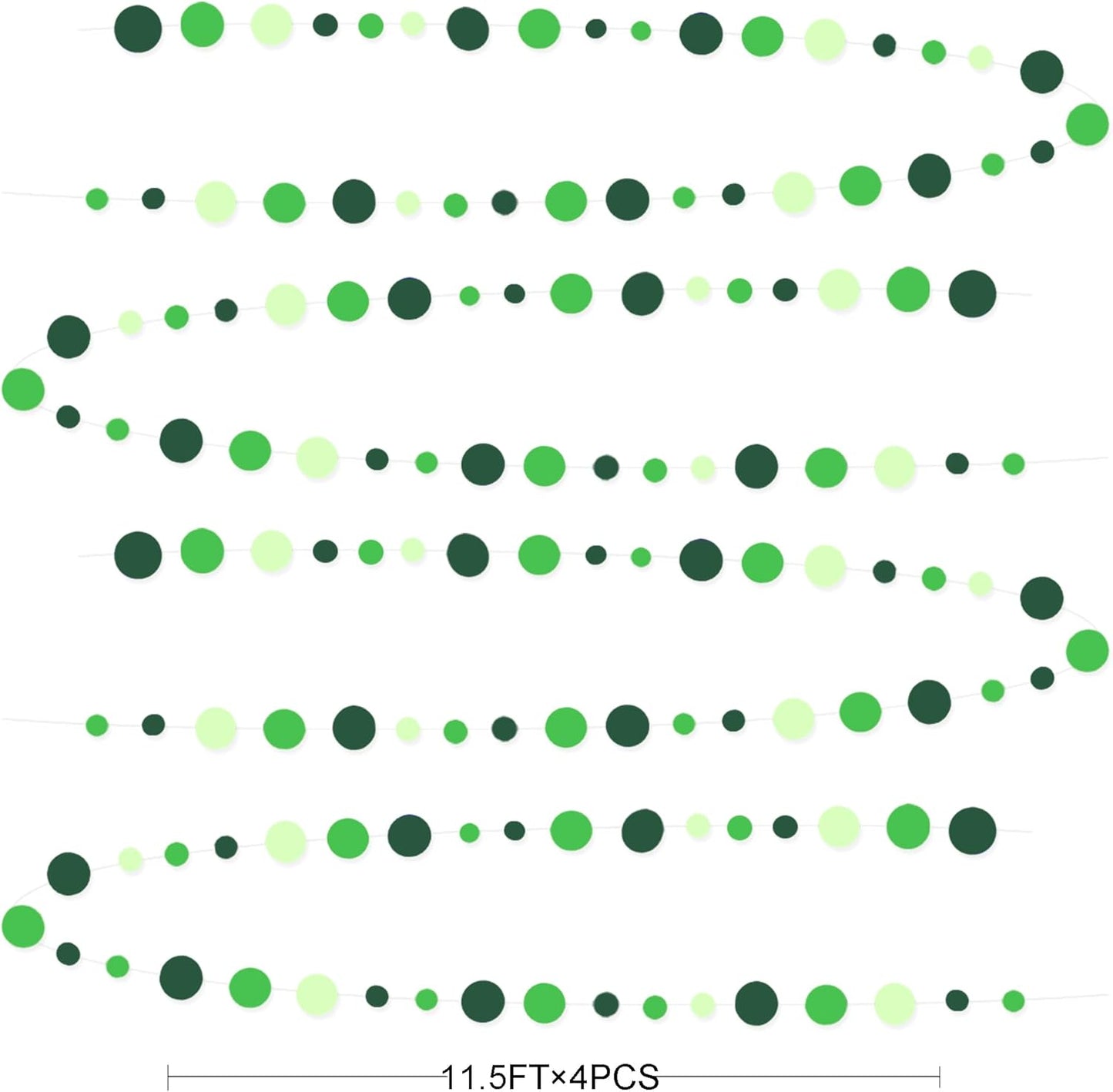 Green Party Decorations Ombre Green Circle Dots Garland Hanging Paper Polka Dot Streamer for