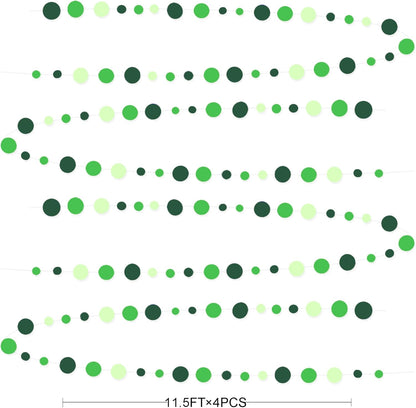 Green Party Decorations Ombre Green Circle Dots Garland Hanging Paper Polka Dot Streamer for