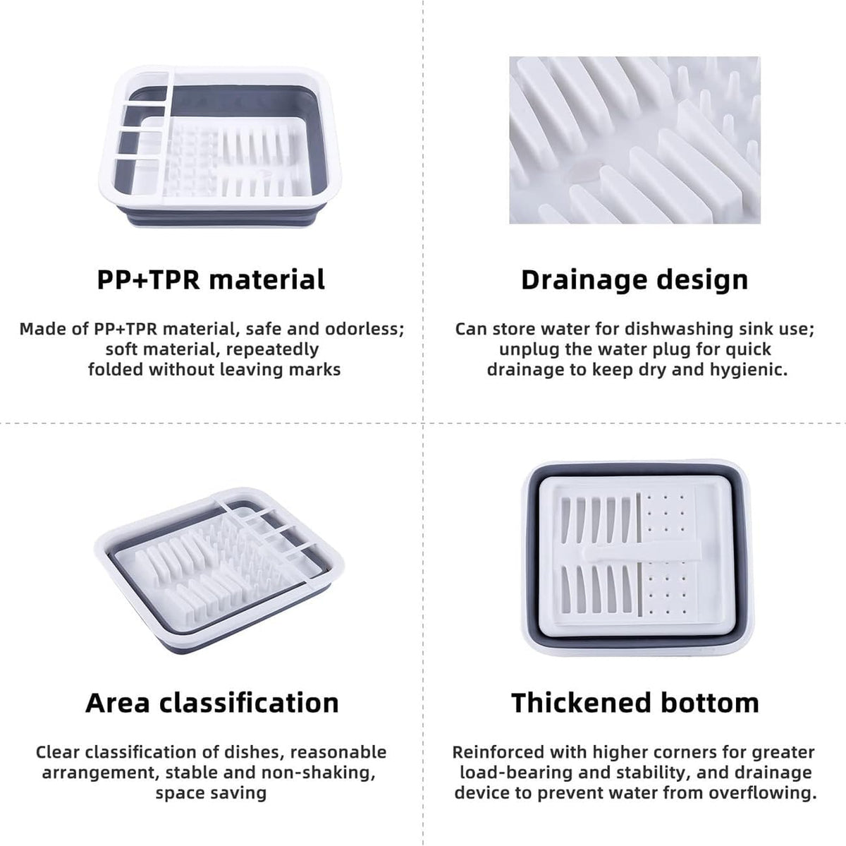 THANSTAR Collapsible Dish Drying Rack for RV Kitchen, Foldable Drainer Organizer for Kitchen