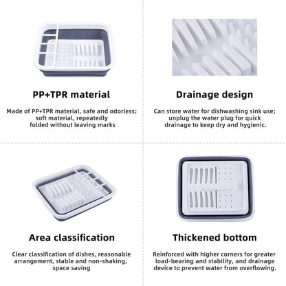 THANSTAR Collapsible Dish Drying Rack for RV Kitchen, Foldable Drainer Organizer for Kitchen