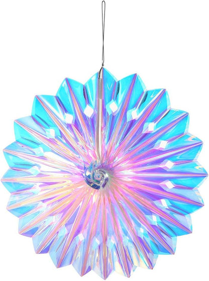 Iridescent Hanging Decorations Round Foil Decorative Folding Fans Rainbow Shine Party Ornaments for