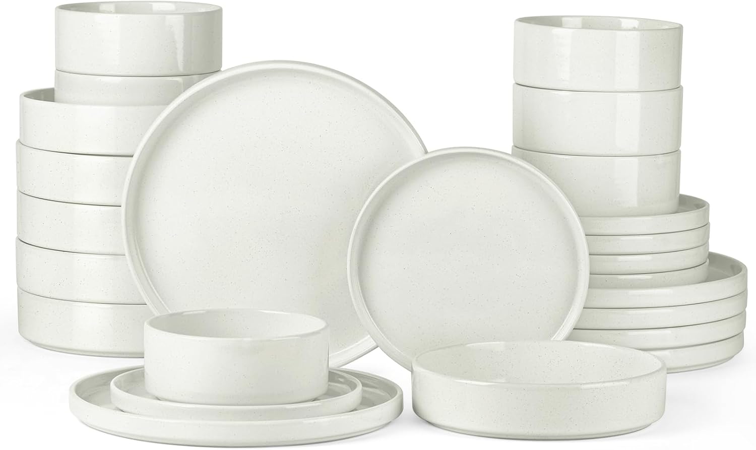 Onader 24 Piece Dinnerware Sets with Pasta Bowls for 6, Stoneware Plates and Bowls Dish Sets