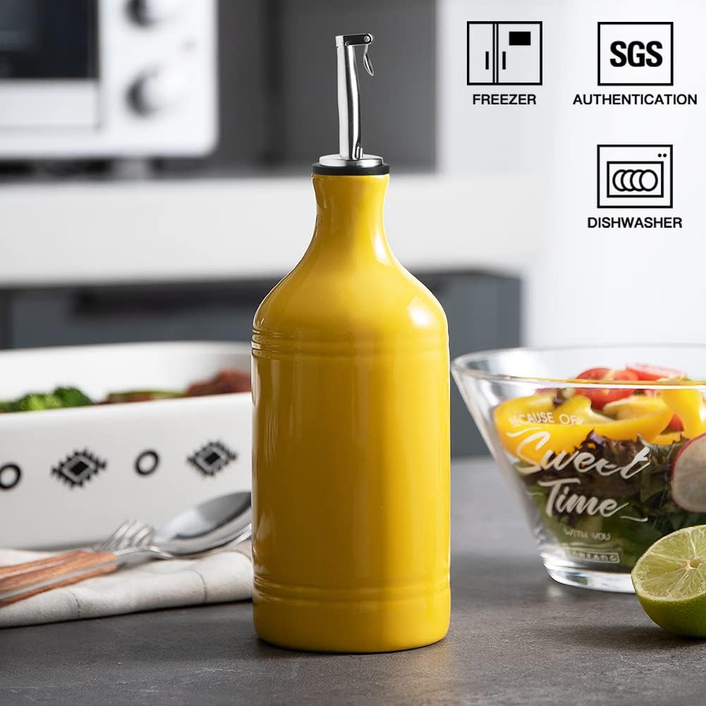 Sweejar Ceramic Olive Oil Dispenser Bottle, Opaque Oil Cruet Protects Oil, Suitable for Storage