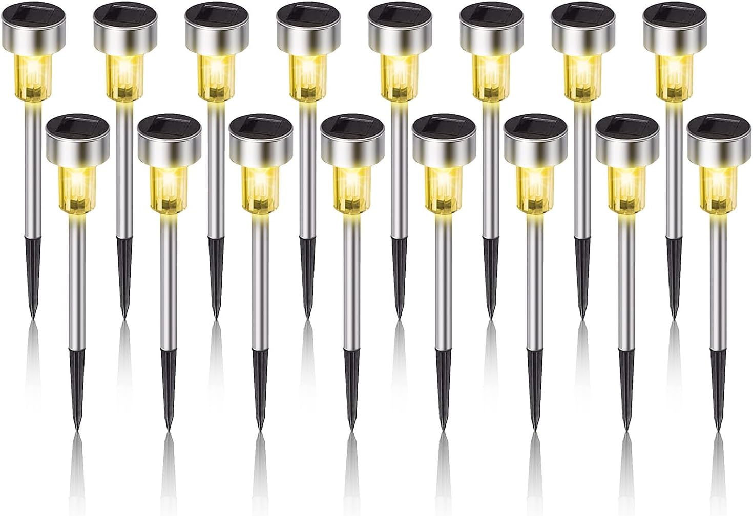 Solar Lights Outdoor Waterproof, Stainless Steel LED Landscape Lighting, Solar Garden Lights Solar