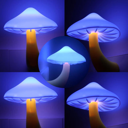 AUSAYE 5Pack LED Sensor Night Light Plug in Lamp Blue Cute Mushroom Night Lights for Adults Kids