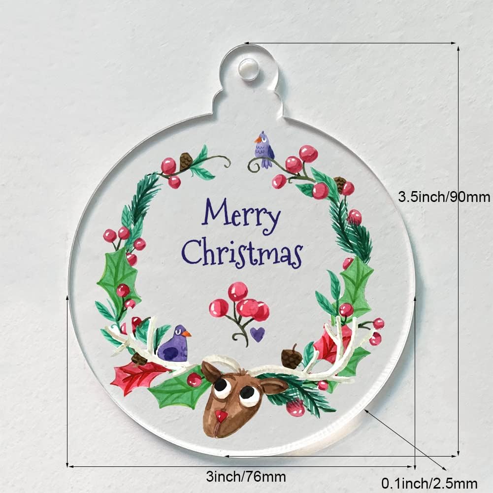 20pcs 3 Inch Clear Blank Acrylic Ornaments - Unfinished Round Acrylic Christmas Hanging Ornaments