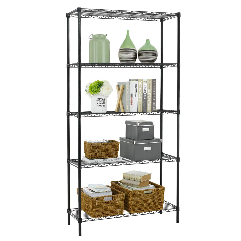 PayLessHere | 5-Tier Wire Shelf | 36"x14"x72" | Black | Adjustable Racks | Heavy-Duty Storage