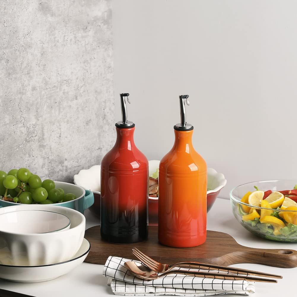 Sweejar Ceramic Olive Oil Dispenser Bottle, Opaque Oil Cruet Protects Oil to Reduce Oxidation