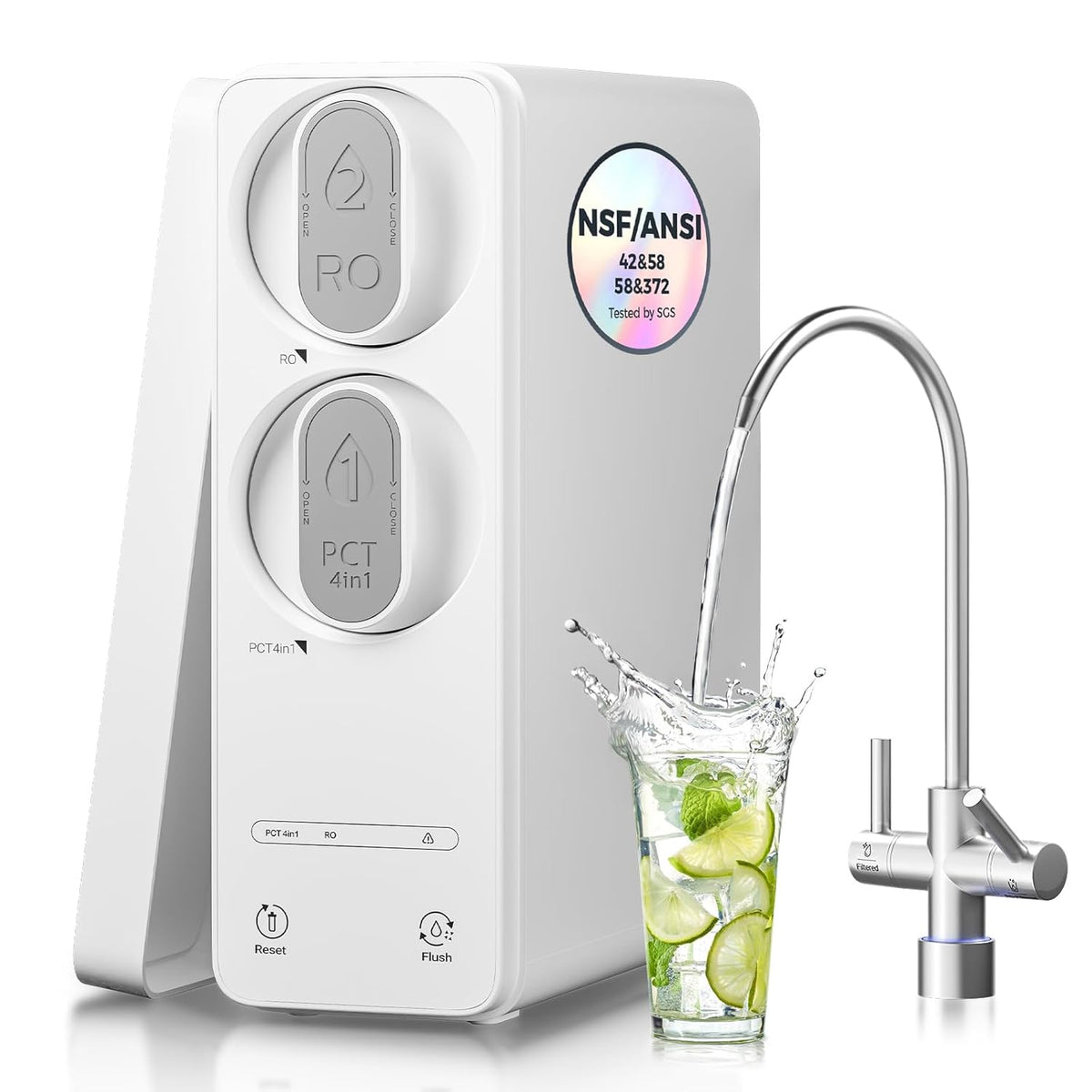 Ecoviva Tankless Reverse Osmosis Water Filter, NSF/ANSI 58 Certified, 8 Stage Under Sink RO Water