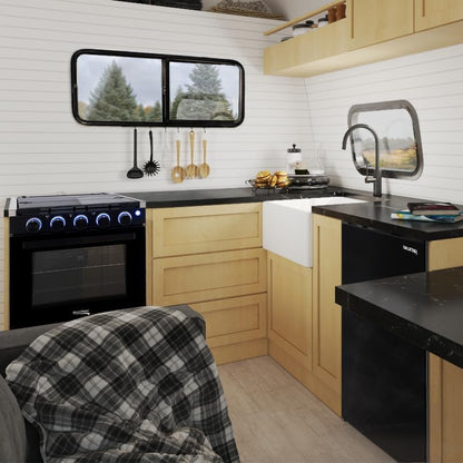 RecPro 3.3 Cu Ft 12V RV Refrigerator | Black Fridge with Adjustable Shelves, 18-Can Door Storage