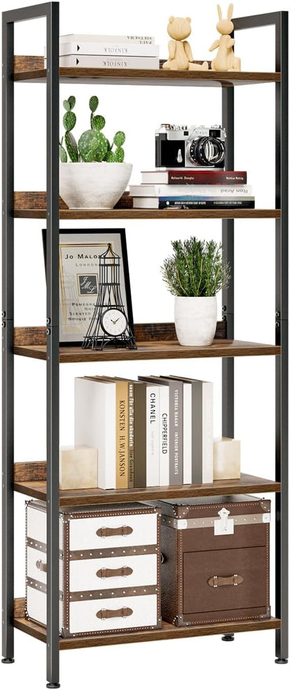 NUMENN Bookshelf, 5 Tier Bookshelves, Home Office Bookcase Shelf Storage Organizer, Free Standing