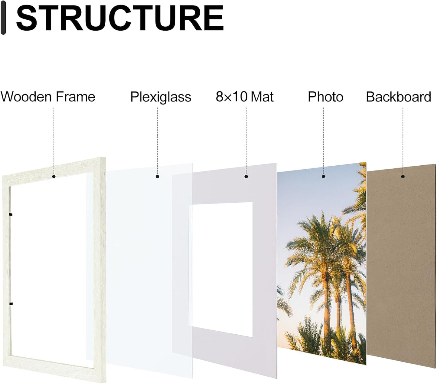Vittanly 11x14 Picture Frames Set of 9, Shatter Resistant Plexiglass, Display 8x10 Pictures with