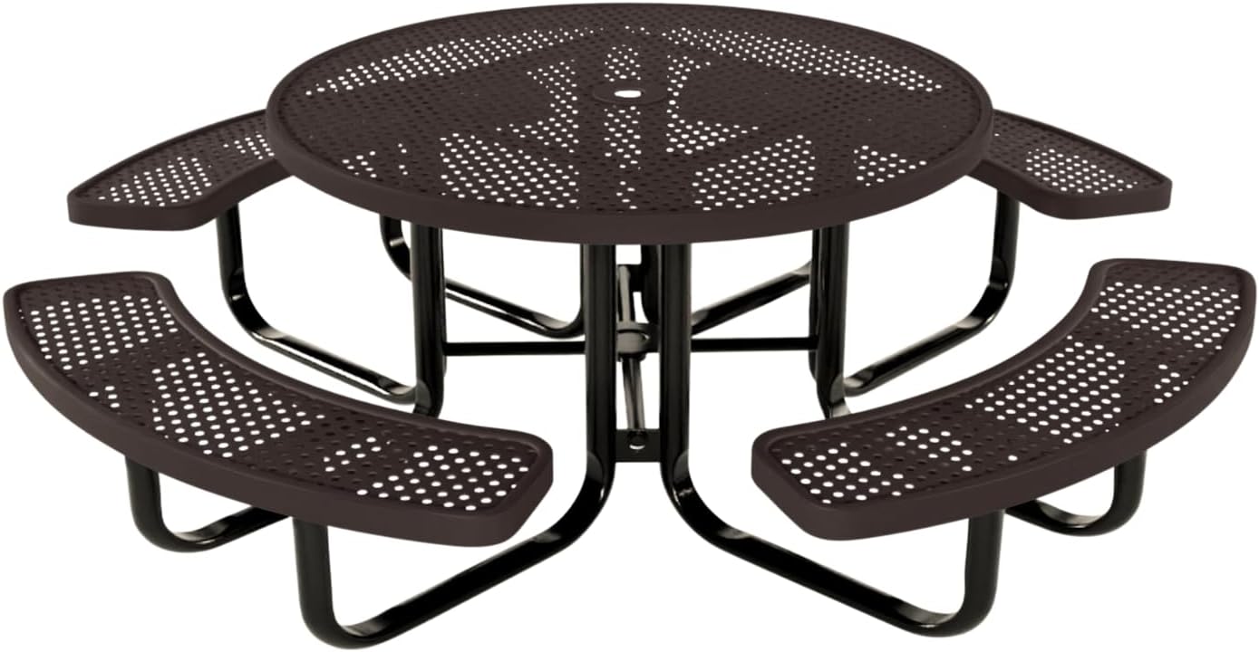 Coated Outdoor Furniture Heavy-Duty Portable Outdoor Kids Table with Umbrella Hole, Punched Steel