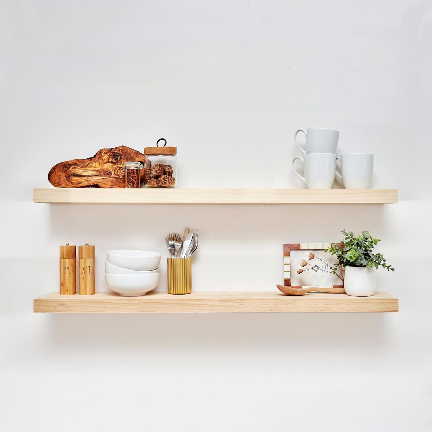 Homeforia 42 inch Wood Floating Shelf, High End Solid Natural Wood 42inch Large Floating Shelves
