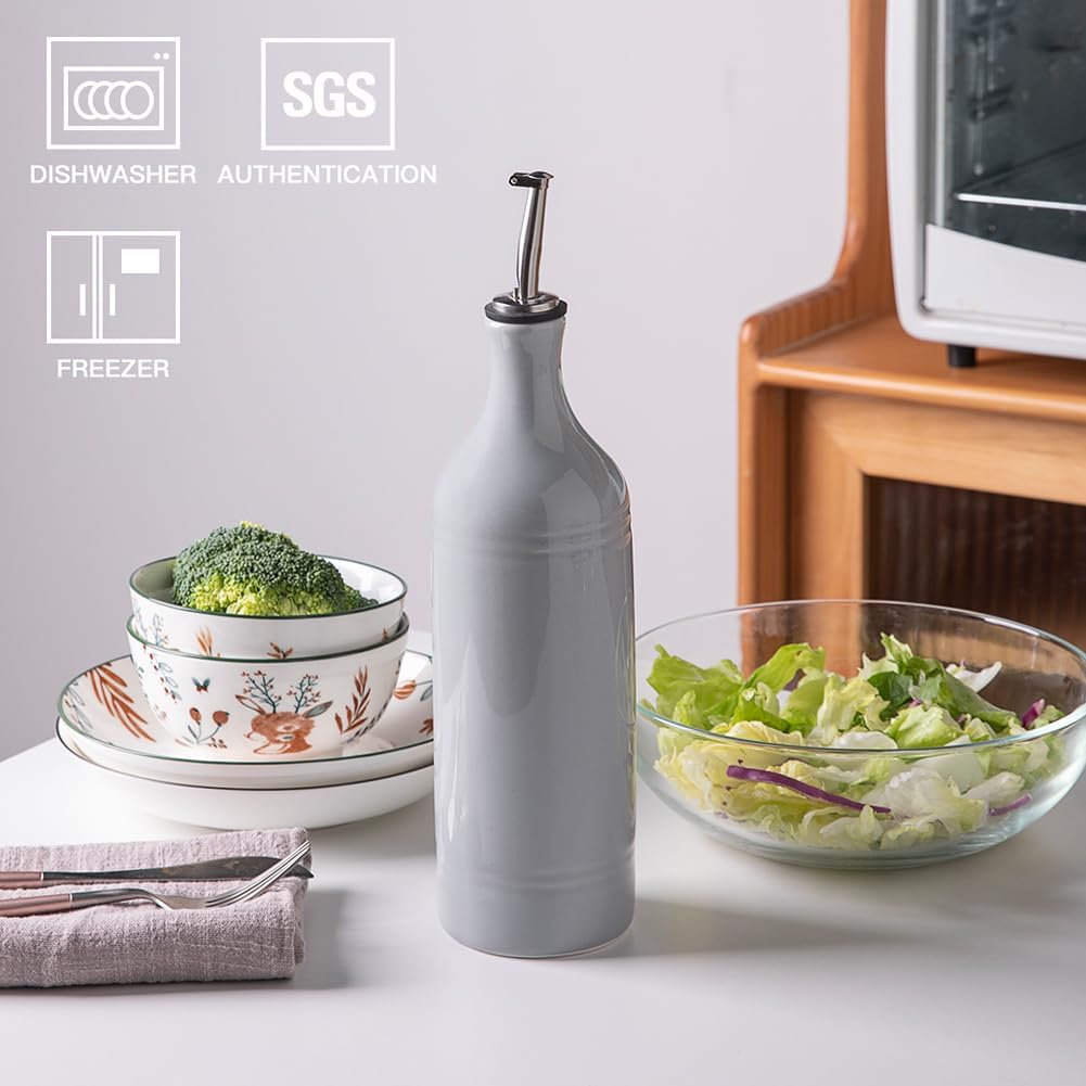 Sweejar Large Ceramic Olive Oil Dispenser Bottle, Opaque Oil Cruet Protects Oil to Reduce