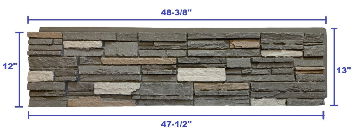 OTECKO 6-Pack Faux Stone Wall Panel 48 in x 13 in x 2 in Stacked Stone High Density Polyurethane