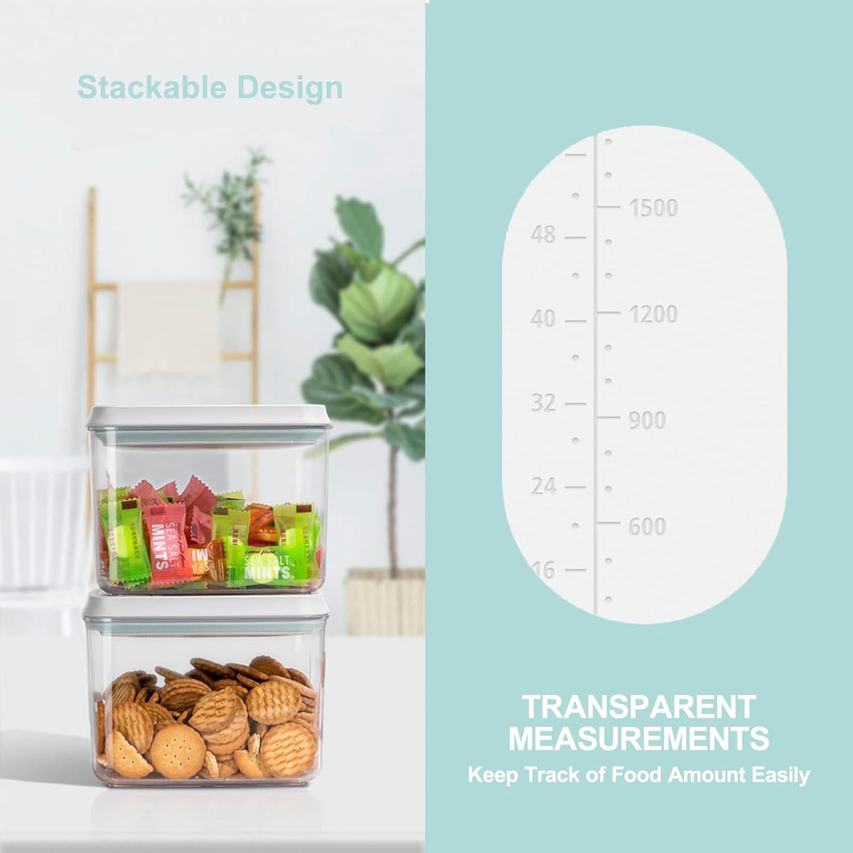 Pop Containers with Lids - Stackable Airtight Food Storage, Kitchen Pantry Storage Containers for