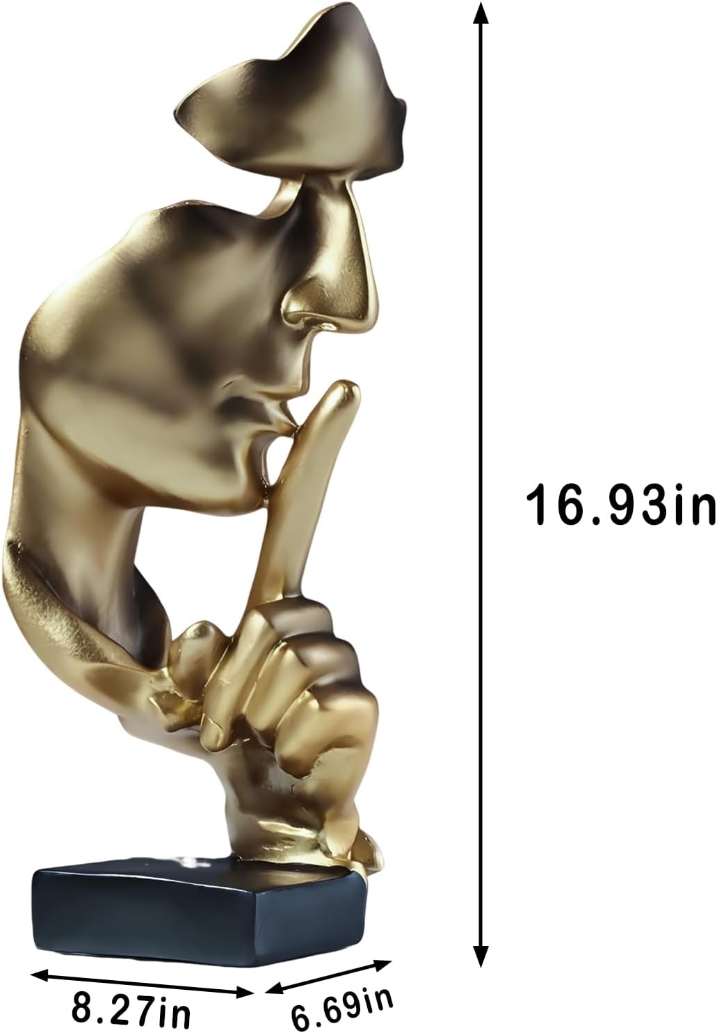aboxoo Thinker Statue, Silence is Gold Abstract Art Figurine, Modern Home Resin Sculptures