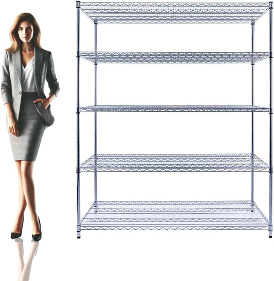 60"x24"x72" Chrome 5-Tier PREMIUM Wire Shelving NSF 4000 LBS MAX CAPACITY Heavy Duty Steel Storage