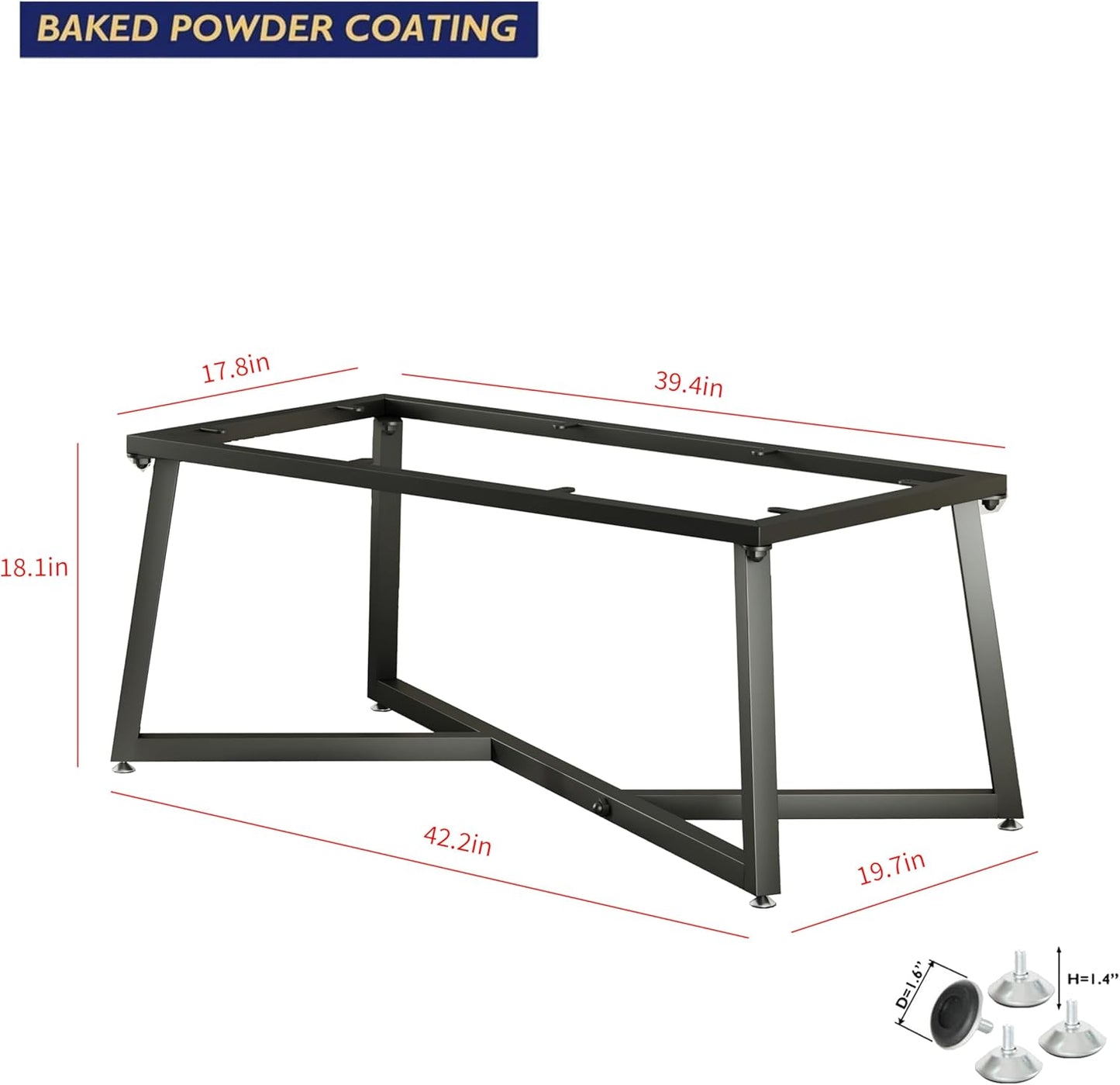 18 Inch Metal Coffee Table Legs, DIY Geometry Desk Base for Table Heavy Duty Furniture Legs for