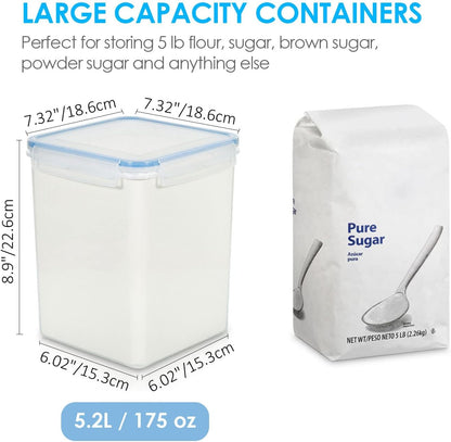 Vtopmart Large Food Storage Containers 5.2L / 175oz, 4 Pieces BPA Free Plastic Airtight Canisters