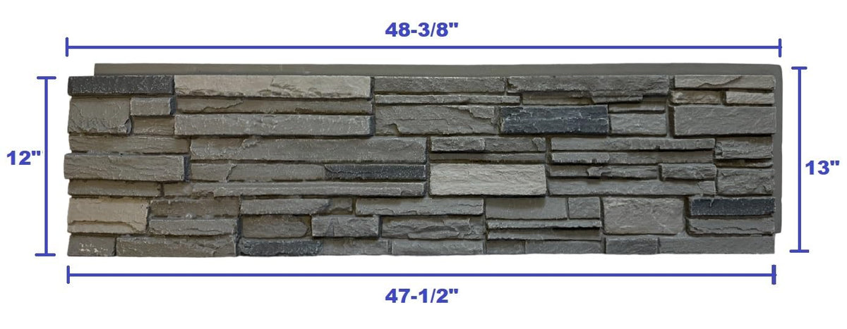 OTECKO 6-Pack Faux Stone Wall Panel 48 in x 13 in x 2 in Stacked Stone High Density Polyurethane