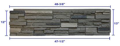 OTECKO 6-Pack Faux Stone Wall Panel 48 in x 13 in x 2 in Stacked Stone High Density Polyurethane