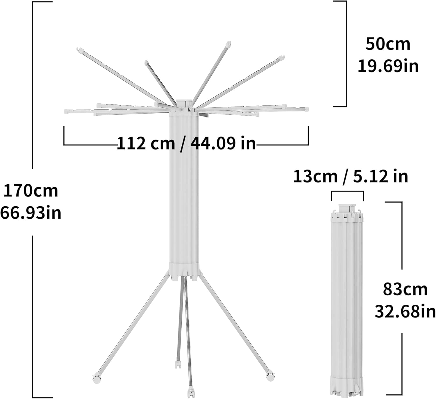 JOOM 4 Legs Single Layer Clothes Drying Rack, Garment Rack Portable and Foldable Space Saving