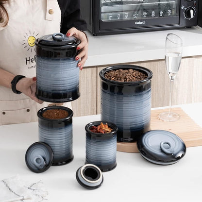 Nihow Ceramic Food Storage Jar Sets: Container with Air Tight Ceramic Lid for