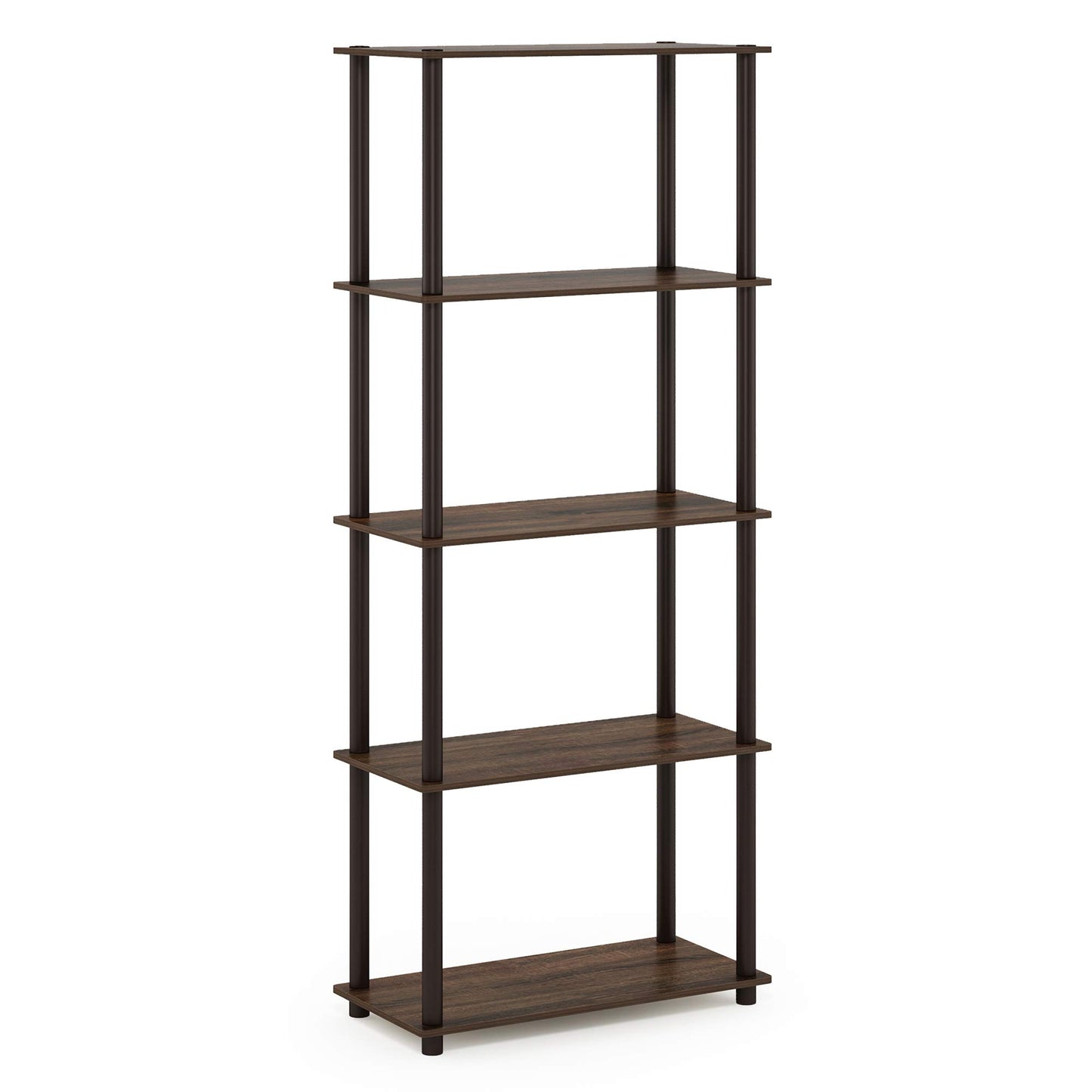 Furinno TURN-N-TUBE Storage Shelves, 5-Tier Book Shelf, Corner Shelf, Toolless Open Shelves, for